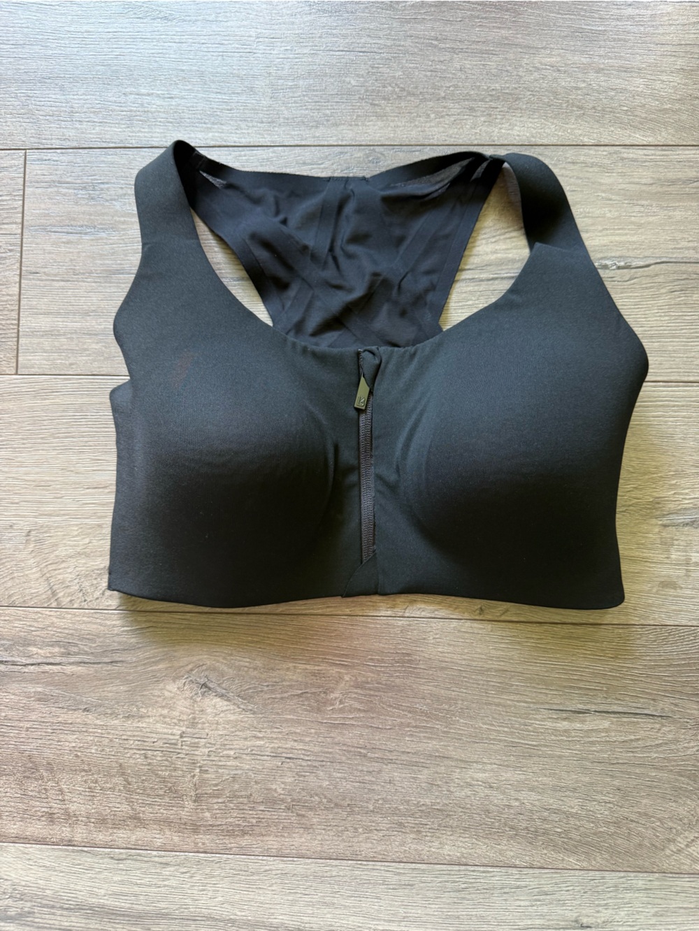 BuffBunny Black Front-Zip Sports Bra